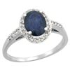 Natural 1.57 ctw Blue-sapphire & Diamond Engagement Ring 10K White Gold - REF-38K9R