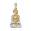 0.55 CTW Mens Diamond Gautama Buddha Charm Pendant 10KT Yellow Gold - REF-37Y5X