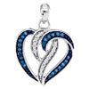 Image 1 : 0.15 CTW Blue Color Diamond Heart Pendant 10KT White Gold - REF-14Y9X