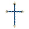 Image 1 : 0.35 CTW Blue Color Diamond Cross Faith Pendant 10KT Yellow Gold - REF-25H4M