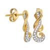 Image 1 : 0.16 CTW Diamond Cluster Curled Screwback Earrings 10KT Yellow Gold - REF-13X4Y