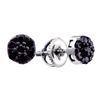 Image 1 : 0.40 CTW Black Color Diamond Flower Cluster Earrings 14KT White Gold - REF-16H4M
