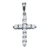 Image 1 : 0.24 CTW Diamond Simple Cross Pendant 14KT White Gold - REF-19X4Y