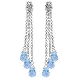 Genuine 10.53 ctw Blue Topaz & Diamond Earrings Jewelry 14KT White Gold - REF-34X7M