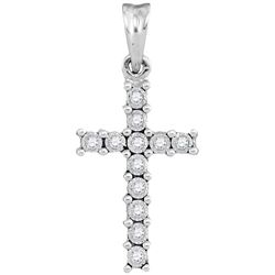 0.06 CTW Diamond Cross Pendant 10KT White Gold - REF-8X9Y