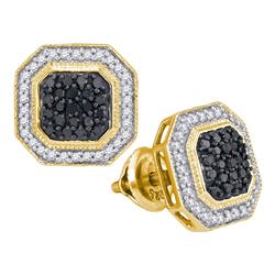 0.50 CTWBlack Color Diamond Octagon Geometric Cluster Earrings 10KT Yellow Gold - REF-34M4H