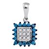 Image 1 : 0.31 CTW Blue Color Diamond Square Cluster Pendant 10KT White Gold - REF-14X9Y