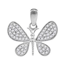 0.33 CTW Diamond Butterfly Bug Wings Pendant 10KT White Gold - REF-20X9Y