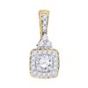 Image 1 : 0.50 CTWDiamond Solitaire Square Pendant 10KT Yellow Gold - REF-52X4Y