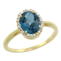 Natural 1.22 ctw London-blue-topaz & Diamond Engagement Ring 10K Yellow Gold - REF-20W5K
