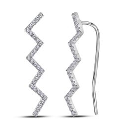 0.15 CTW Diamond Zig Zag Climber Earrings 10KT White Gold - REF-10M5H