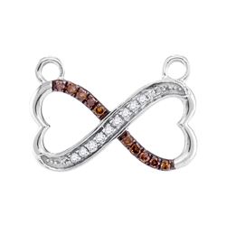 0.15 CTW Cognac-brown Color Diamond Infinity Heart Pendant 10KT White Gold - REF-18X2Y