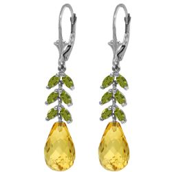 Genuine 11.20 ctw Citrine & Peridot Earrings Jewelry 14KT White Gold - REF-56X2M