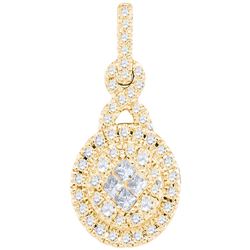 0.50 CTWPrincess Diamond Soleil Cluster Pendant 14KT Yellow Gold - REF-56W2K