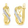 Image 1 : 0.08 CTW Diamond Bypass Crossover Hoop Earrings 10KT Yellow Gold - REF-22K4W