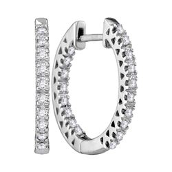 0.32 CTW Diamond Hoop Earrings 10KT White Gold - REF-37M5H