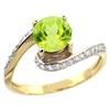Image 1 : Natural 0.99 ctw peridot & Diamond Engagement Ring 14K Yellow Gold - REF-52Y2X