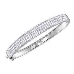 6.01 CTW Princess Diamond Bangle Luxury Bracelet 14KT White Gold - REF-659F8N