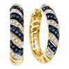 Image 1 : 0.50 CTWBlue Color Diamond Horiztonal Lightweight Hoop Earrings 10KT Yellow Gold - REF-64W4K