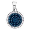Image 1 : 0.33 CTW Blue Color Diamond Circle Cluster Pendant 10KT White Gold - REF-19N4F