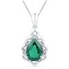Image 1 : 3.41 CTW Pear Created Emerald Solitaire Diamond Pendant 10KT White Gold - REF-22W4K