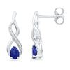 1.05 CTW Pear Created Blue Sapphire Diamond Stud Earrings 10KT White Gold - REF-18Y2X