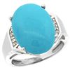 Image 1 : Natural 11.02 ctw Turquoise & Diamond Engagement Ring 14K White Gold - REF-94V5F