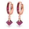 Image 1 : Genuine 3.7 ctw Ruby Earrings Jewelry 14KT Rose Gold - REF-60W3Y