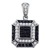 Image 1 : 0.48 CTW Black Color Diamond Square Cluster Pendant 10KT White Gold - REF-34W4K