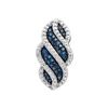 Image 1 : 0.10 CTW Blue Color Diamond Vertical Pendant 10KT White Gold - REF-14W9K