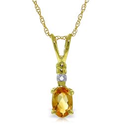 Genuine 0.46 ctw Citrine & Diamond Necklace Jewelry 14KT Yellow Gold - REF-21H6X