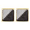 Image 1 : 0.33 CTW Mens Black Color Diamond Square Cluster Earrings 10KT Yellow Gold - REF-18Y2X
