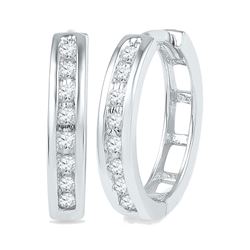 0.20 CTW Diamond Hoop Earrings 10KT White Gold - REF-24M2H