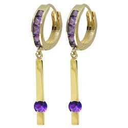 Genuine 1.35 ctw Amethyst Earrings Jewelry 14KT Yellow Gold - REF-66W2Y