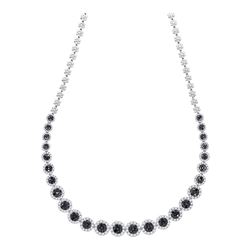 10.22 CTW Black Color Diamond Cluster Necklace 14KT White Gold - REF-701N9F