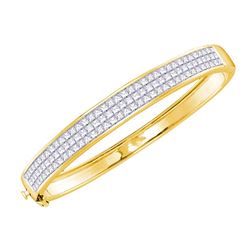 6.01 CTW Princess Diamond Luxury Bangle Bracelet 14KT Yellow Gold - REF-659H8M