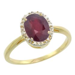 Natural 1.52 ctw Ruby & Diamond Engagement Ring 14K Yellow Gold - REF-27N9G