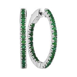 1.23 CTW Natural Emerald Hoop Earrings 14KT White Gold - REF-82W4K