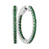 Image 1 : 1.23 CTW Natural Emerald Hoop Earrings 14KT White Gold - REF-82W4K