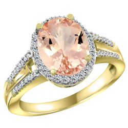 Natural 4.12 ctw morganite & Diamond Engagement Ring 14K Yellow Gold - REF-86R5Z