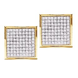 0.23 CTW Diamond Square Cluster Earrings 14KT Yellow Gold - REF-19M4H