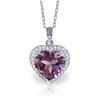 Genuine 3.24 ctw Amethyst & Diamond Necklace Jewelry 14KT White Gold - REF-59T3A