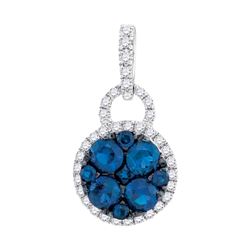 0.76 CTW Blue Sapphire Cluster Pendant 14KT White Gold - REF-59N9F