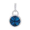 0.76 CTW Blue Sapphire Cluster Pendant 14KT White Gold - REF-59N9F