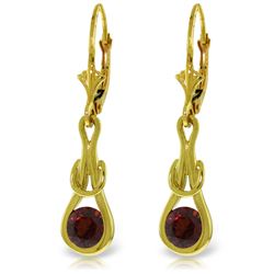 Genuine 1.30 ctw Garnet Earrings Jewelry 14KT Yellow Gold - REF-49W3Y