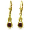 Genuine 1.30 ctw Garnet Earrings Jewelry 14KT Yellow Gold - REF-49W3Y