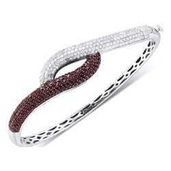 2.5 CTW Cognac-brown Color Diamond Luxury Bangle Bracelet 14k White Gold - REF-199H4M