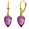 Genuine 19 ctw Amethyst Earrings Jewelry 14KT Yellow Gold - REF-35N9R