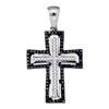 0.25 CTW Black Color Diamond Roman Cross Crucifix Pendant 10KT White Gold - REF-22Y4X