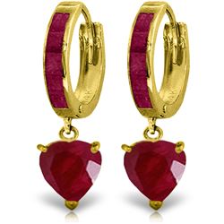 Genuine 3.65 ctw Ruby Earrings Jewelry 14KT Yellow Gold - REF-67R9P